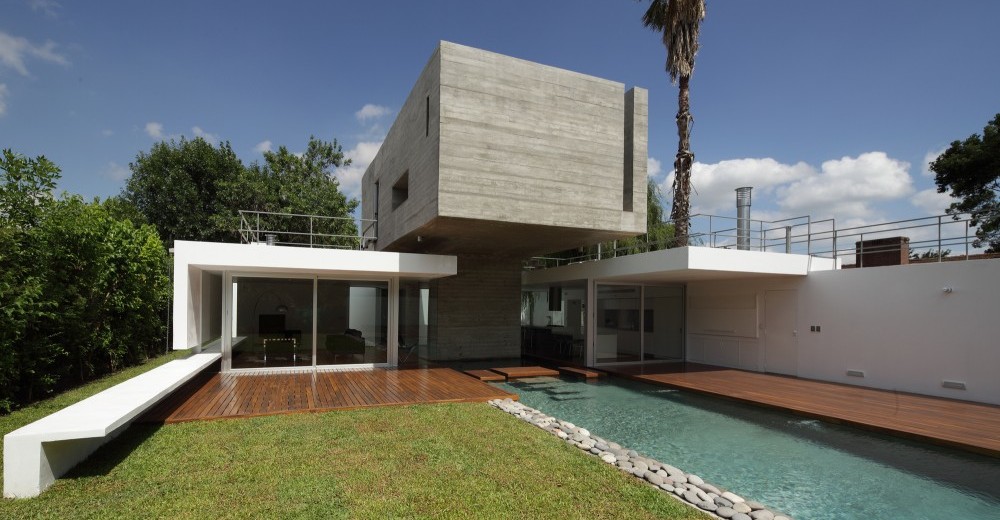 Garden, Decking and Swimming Pool Stepping Platforms of Concrete Bunker House