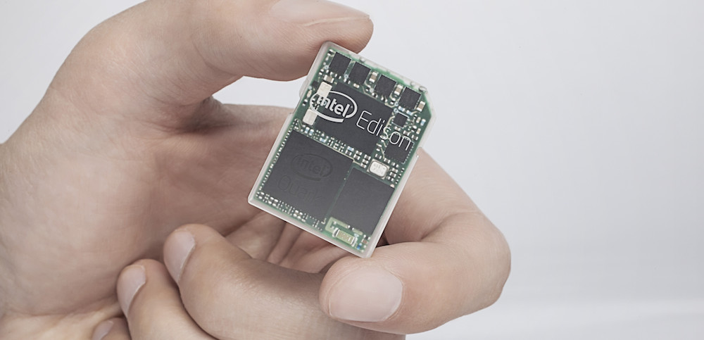 Intel Edison SD Card Sized Computer in Hand