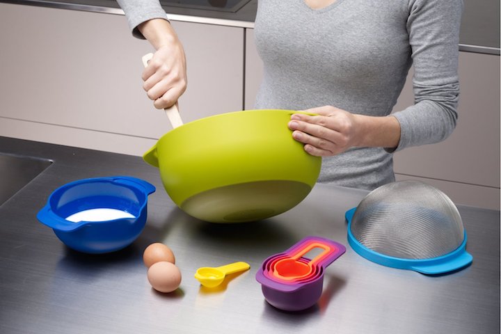 Joseph Joseph Nest 9 Plus Food Preperation Set in Use Mixing Bowl
