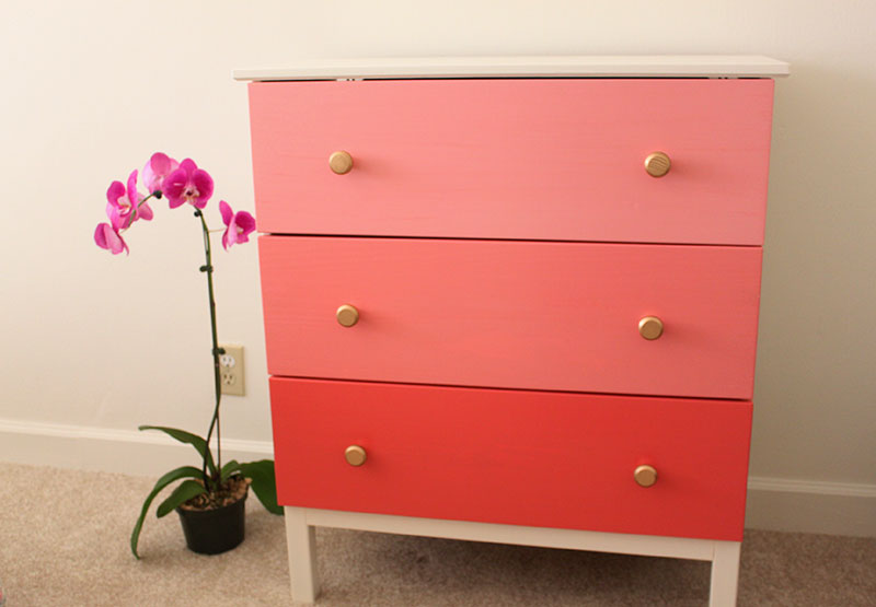 Painted Ikea Tarva Chest in Behr Coral Shades