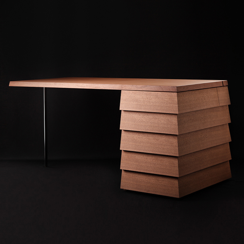 Cartesia Desk in Walnut with Multi-Directional Drawers by NOSIGNER for COLORS