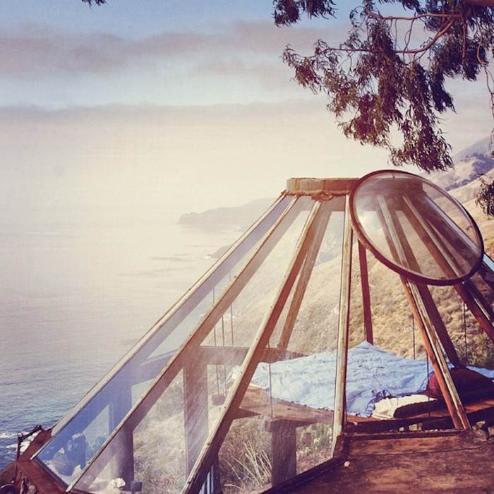 Glass Dome Roof with View Over Pacific Ocean in Big Sur
