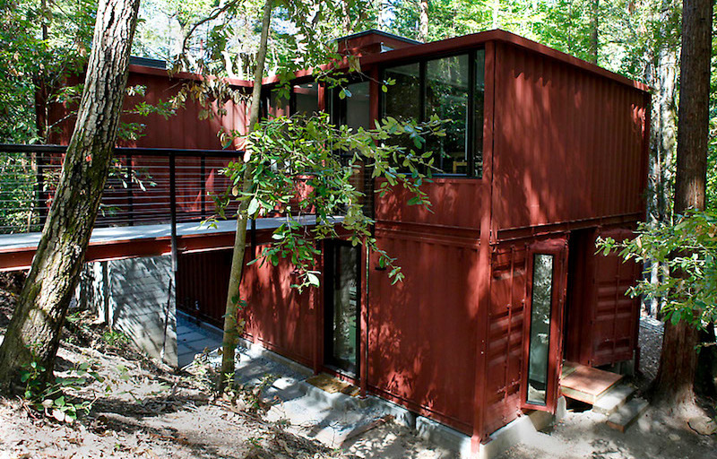Six Oak Shipping Container Home in the Woods by Modulus
