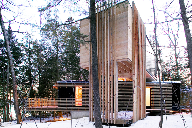 Timber Clad Shipping Container Home in Canada by Pierre Morency