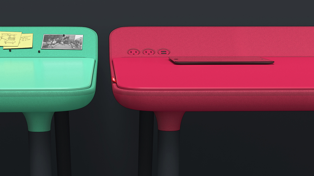 Two Colours of TRMNL Desk - Red and Green