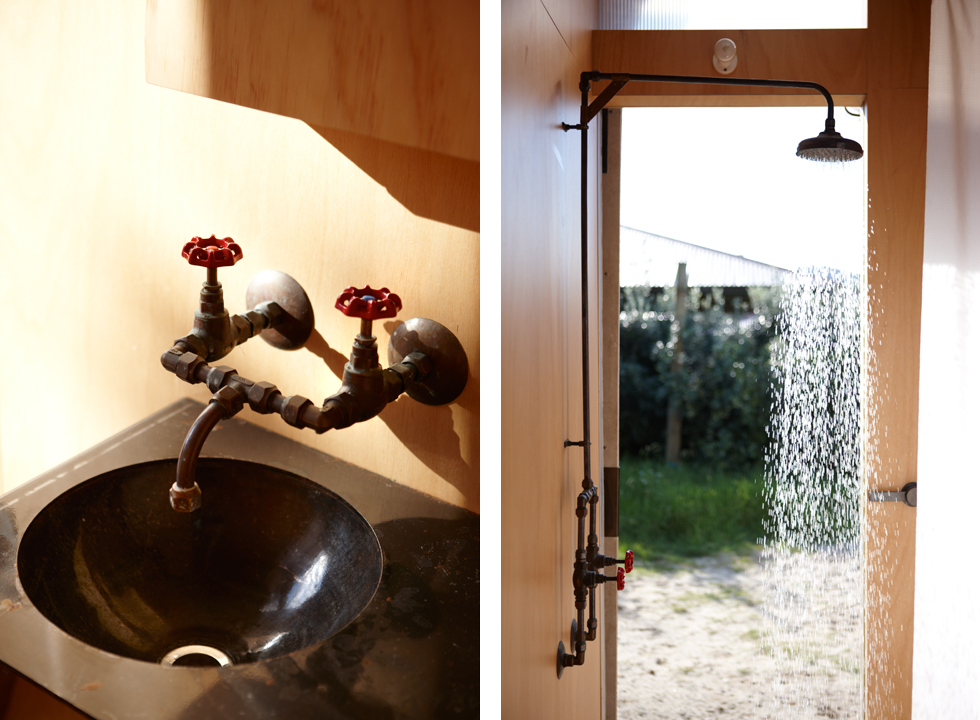 Garden Tap Sink and Shower of Hut on Sleds by Crosson Clarke Carnachan Architects
