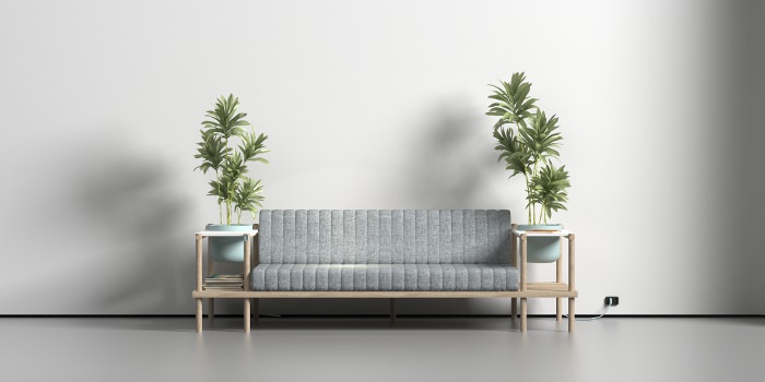 Herb Sofa with Two Side Table Plant Pots