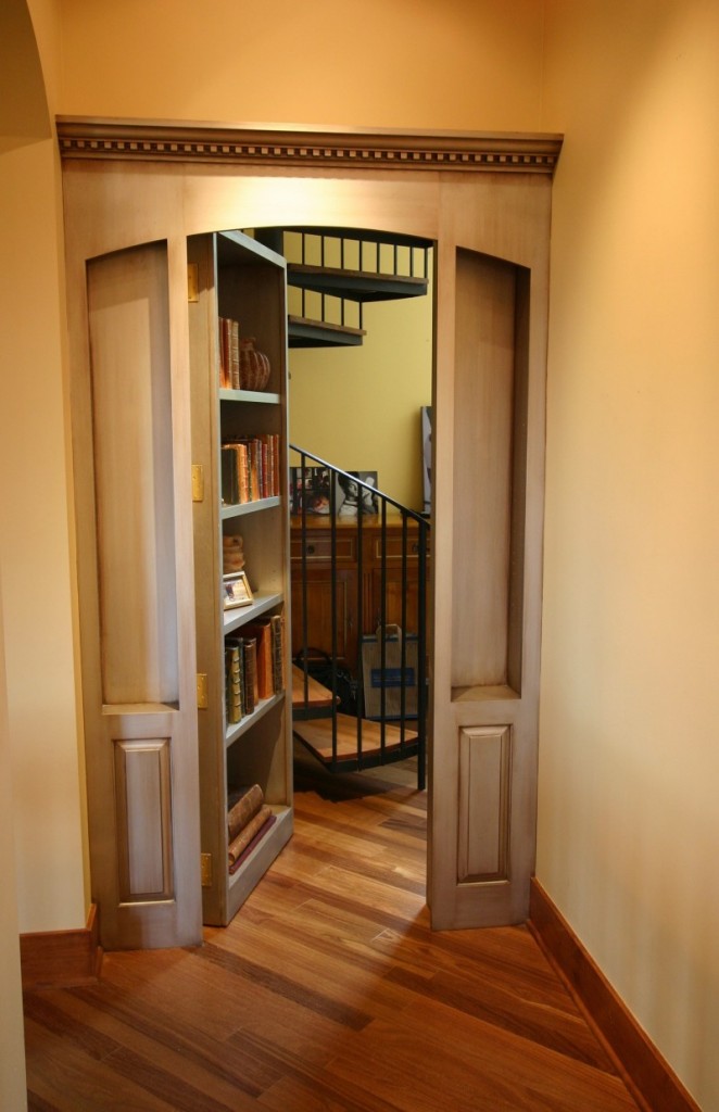 Hidden Passageway Bookcase Through To Stairs by Kuhl Design