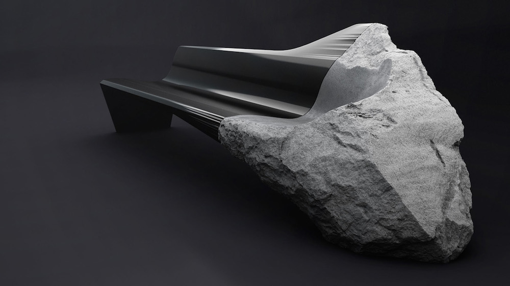 ONYX Sofa in Carbon Fibre and Volcanic Rock by Peugeot Design Lab