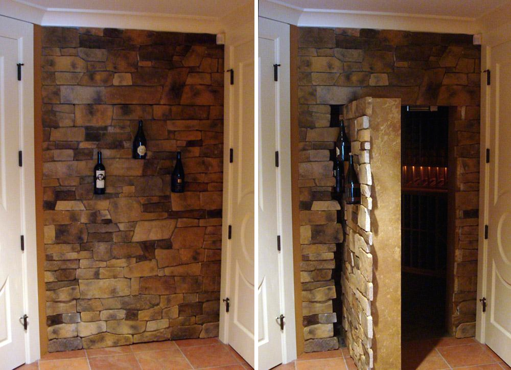 Secret Wine Cellar Behind Natural Stone Wall by Creative Home Engineering