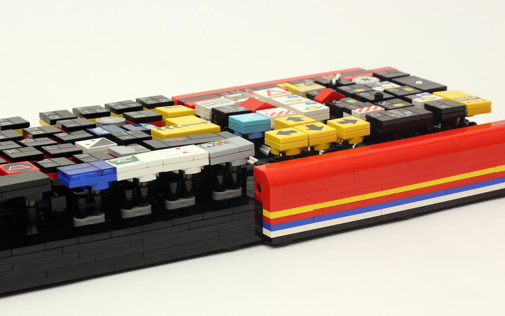 Side View of Lego Keyboard with Inner Workings by JK Brickworks