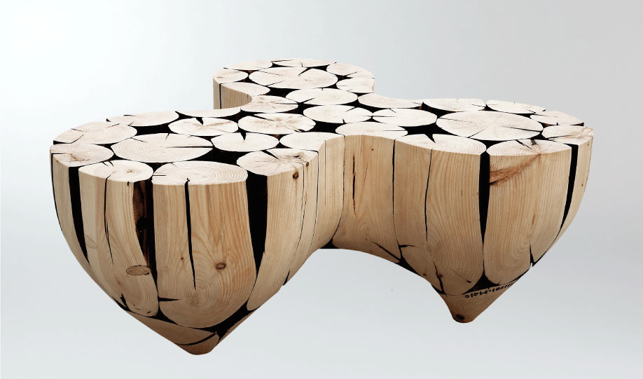 3 Pointed Table by Jaehyo Lee from Logs