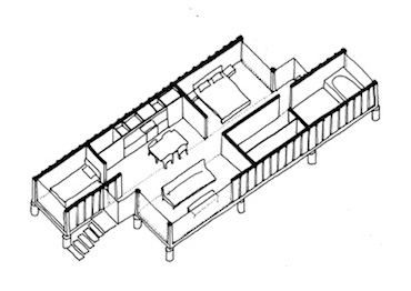 Isometric Floor Plan of Containers of Hope by BGS Architecture