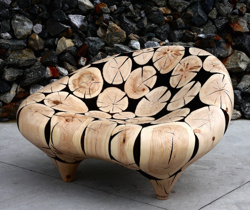 Lounge Chair in Big Cone Pine Cross Sections by Jaehyo Lee