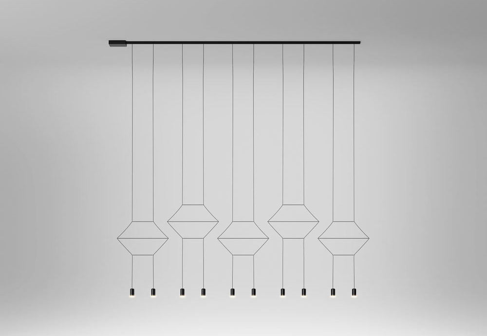 Geometric 2 Dimensional WIREFLOW Lighting Installation by Arik Levy for VIBIA