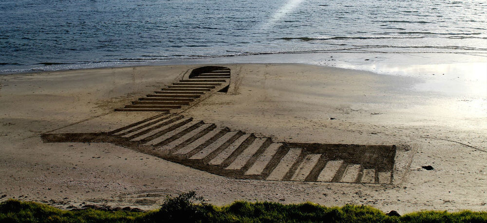 Anamorphic Tunnel Stairs Sand Drawing