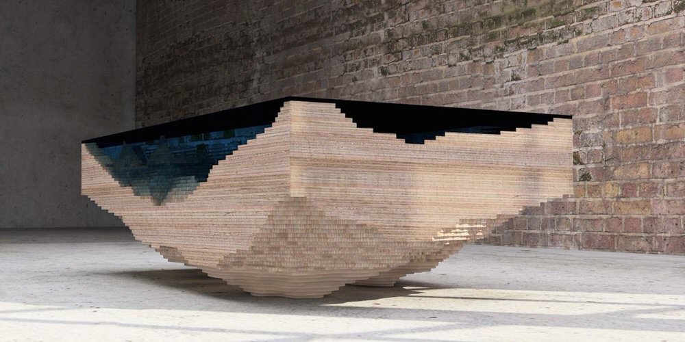 Contoured wood base of the Abyss Coffee Table by Duffy London