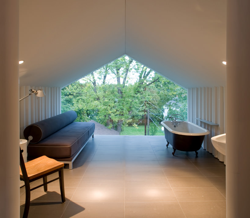 Gable shaped window in living area of PARA-project loft conversion