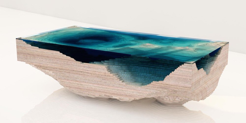 Layered glass becomes darker to represent depth
