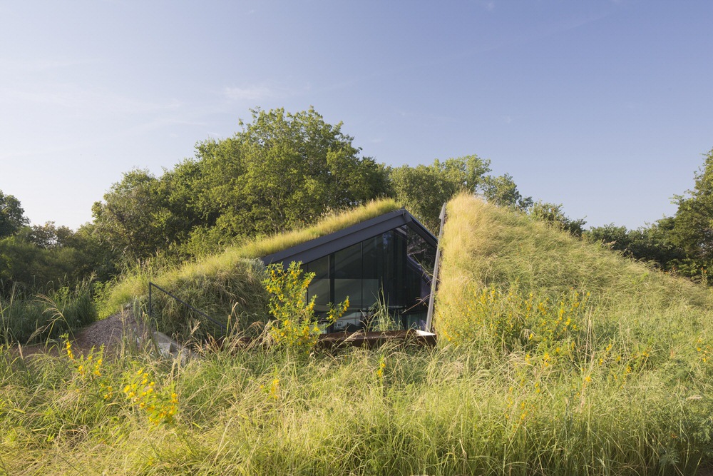 Living green roof of Edgeland House helps it blend into nature