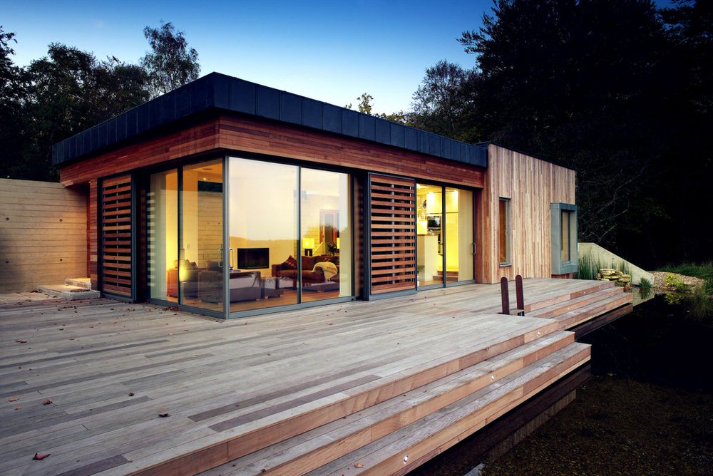 Cedar cladding and decking of New Forest House by PAD Studio
