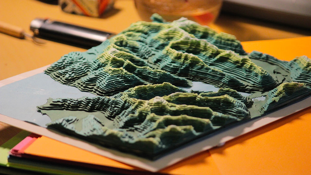 Handcut Topographical Paper Map of Milford Sound by Sam Caldwell