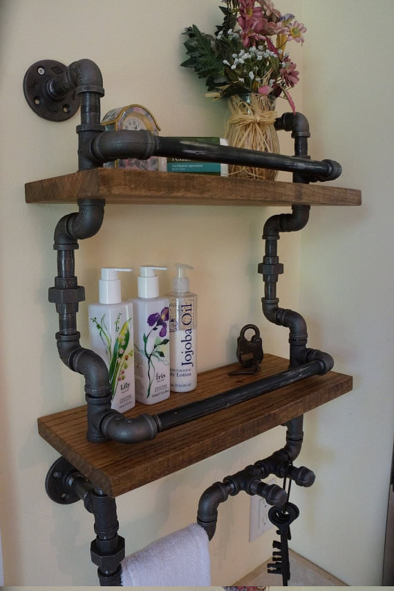 Industrial Diy Shelves And Lighting, Shelves Made From Plumbing Pipes