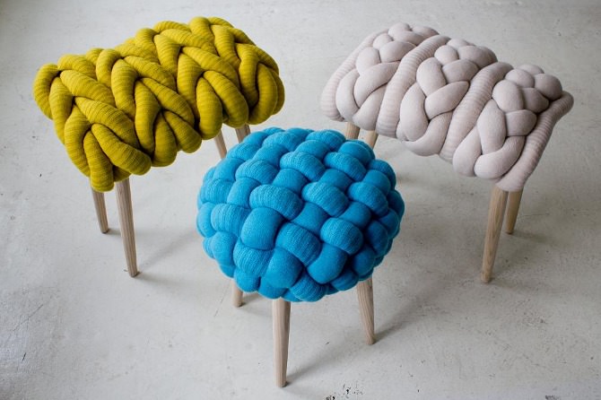 3 Knit Stools by Claire-Anne O'Brien