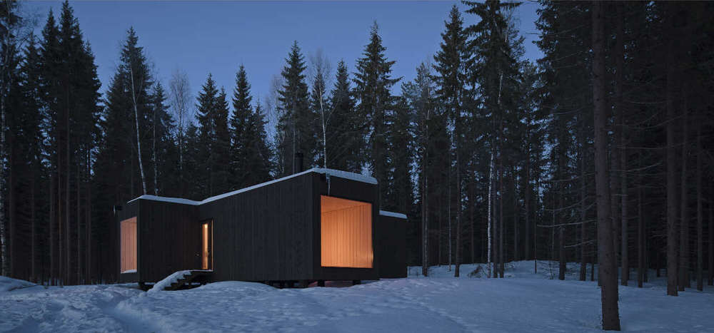 Four Cornered Villa in Finnish Island Forest Setting
