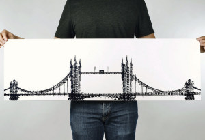 Iconic Landmarks Printed with Bicycle Tyre Tracks by Thomas Yang