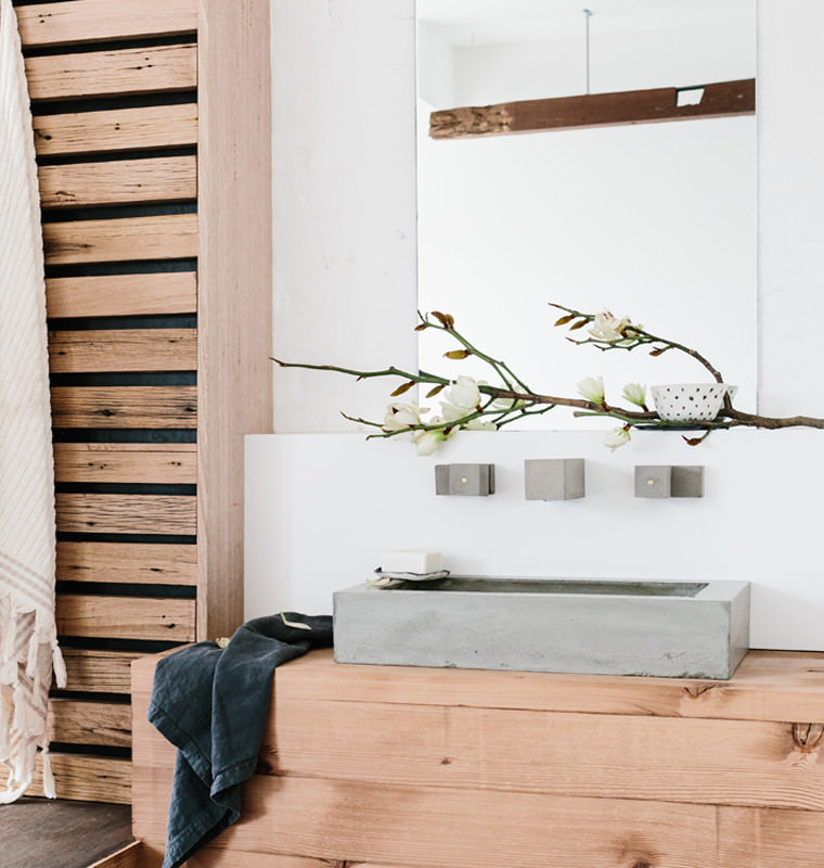 Minimalist Bathroom with Concrete Sink by Oliver MacLatchy