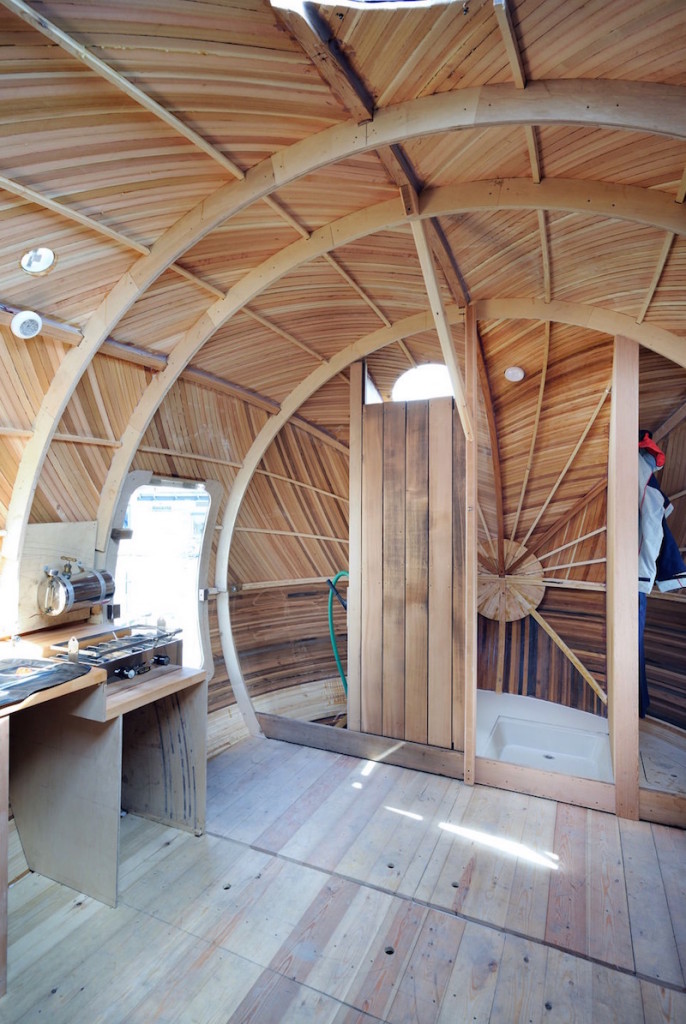 Shower and Stove Inside the Exbury Egg by PAD Studio