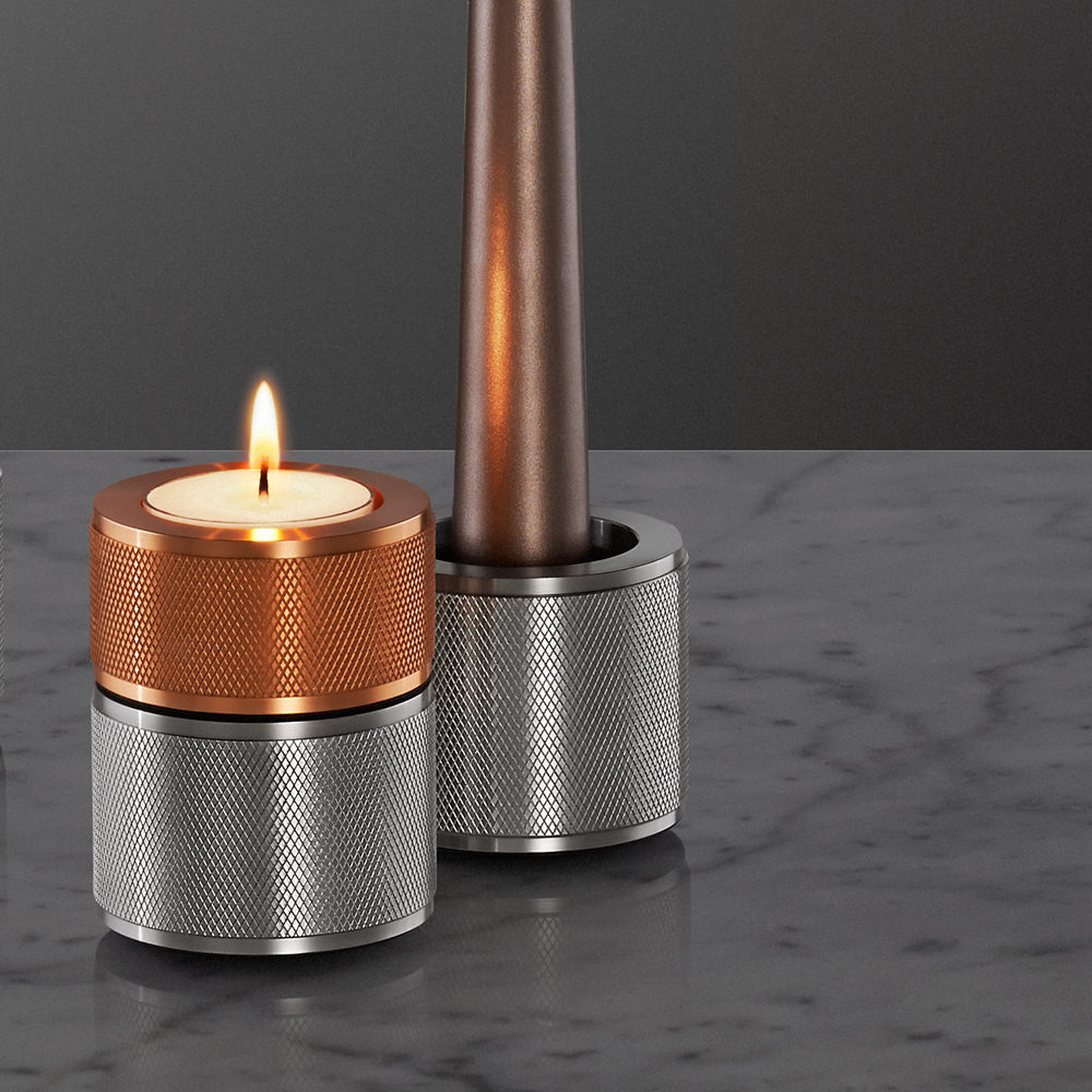 Knurled Copper Candle Holders by Massimo Buster