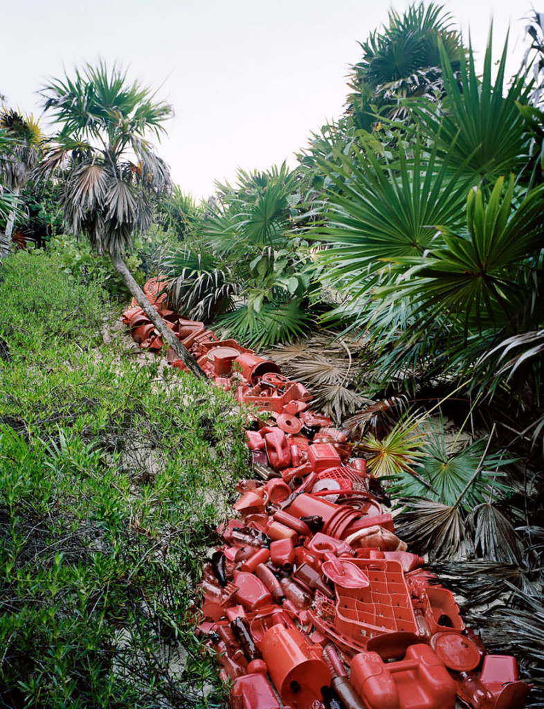 Brown Plastic Waste Landslide by Sian Ka'an Nature Reserve Mexico