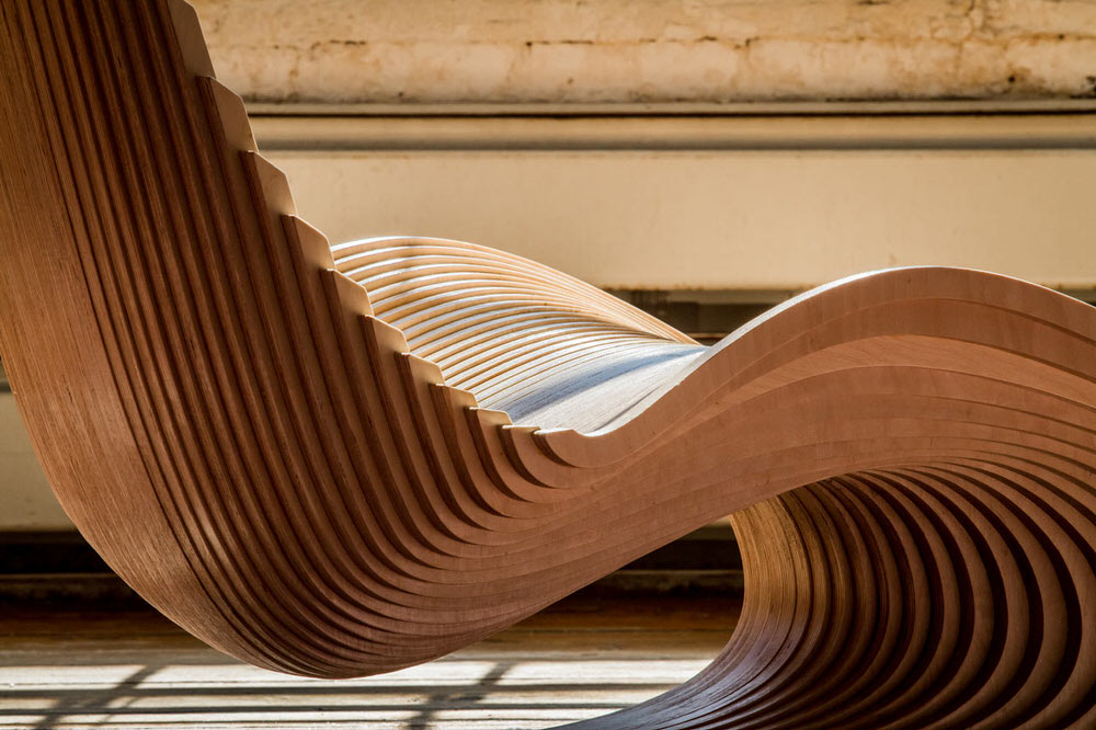 Close-up of the Contoured Curves of the Diwani Chair