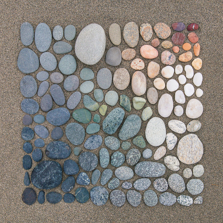Blue to Red Pebble Colour Arrangement by Emily Blancoe