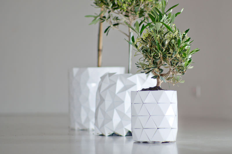 Folded Origami Plant Pots by Studio Ayaskan
