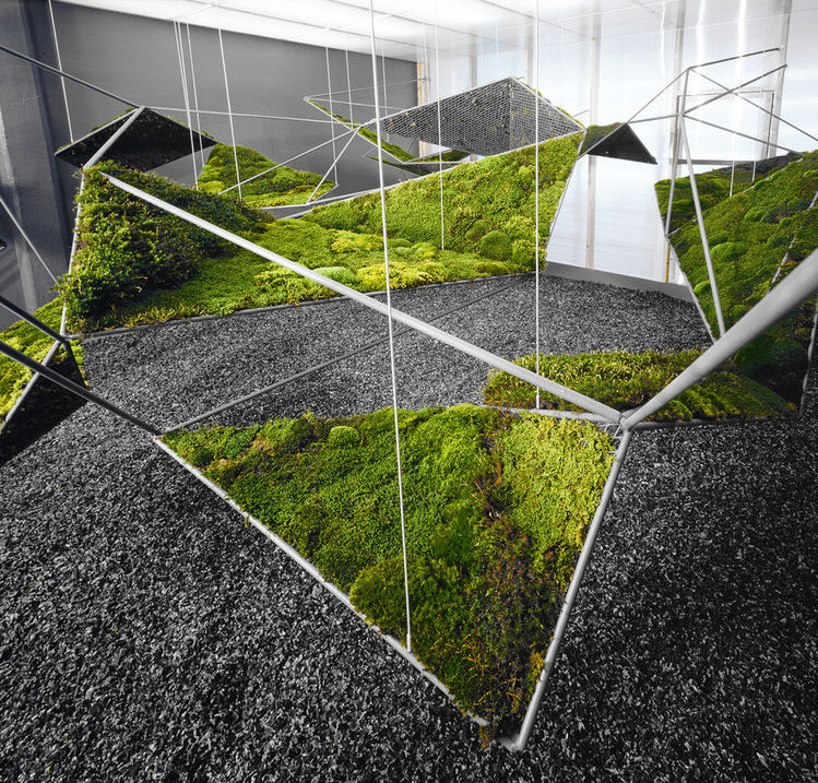 moistSCAPE 3D Geometric Moss Art Installation by Freecell