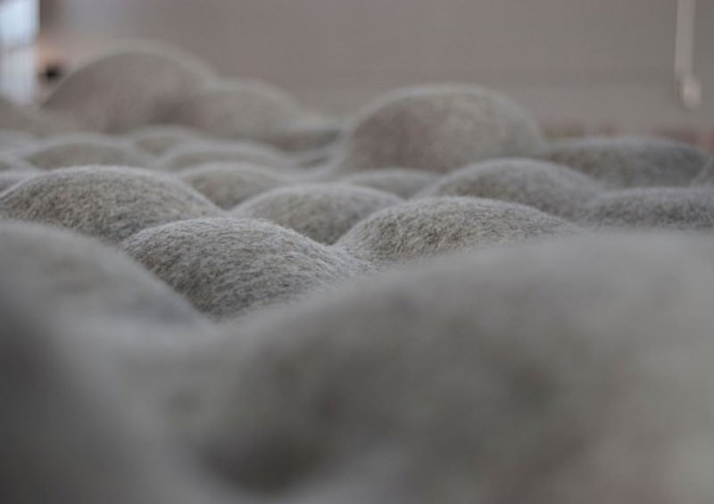 Close-up of the Grey Boiled Wool Upholstery of Kulle Daybed by Stefanie Schissler