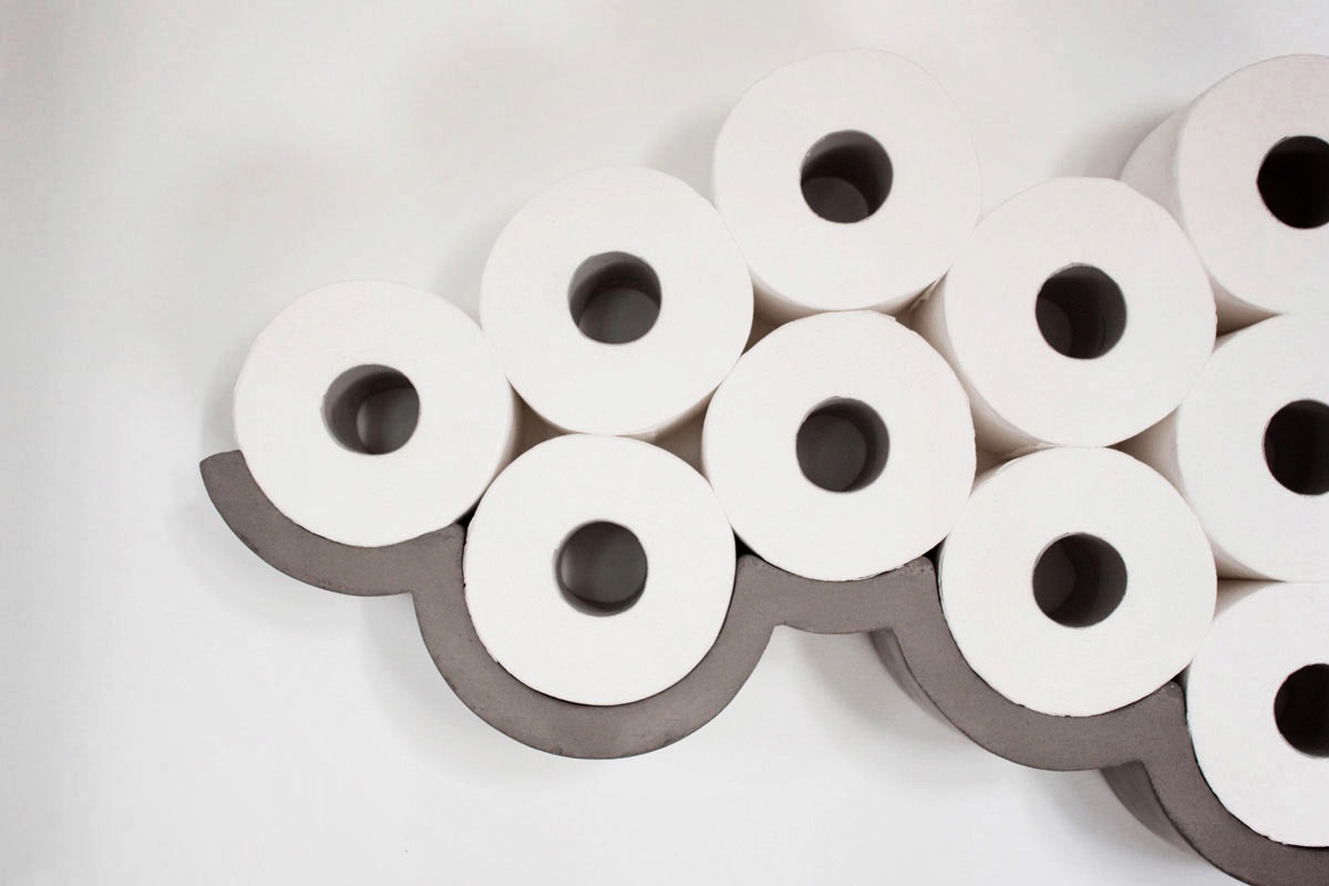 Cloud Concrete Toilet Paper Shelf by Bertrand Jayr for Lyon Beton Homeli