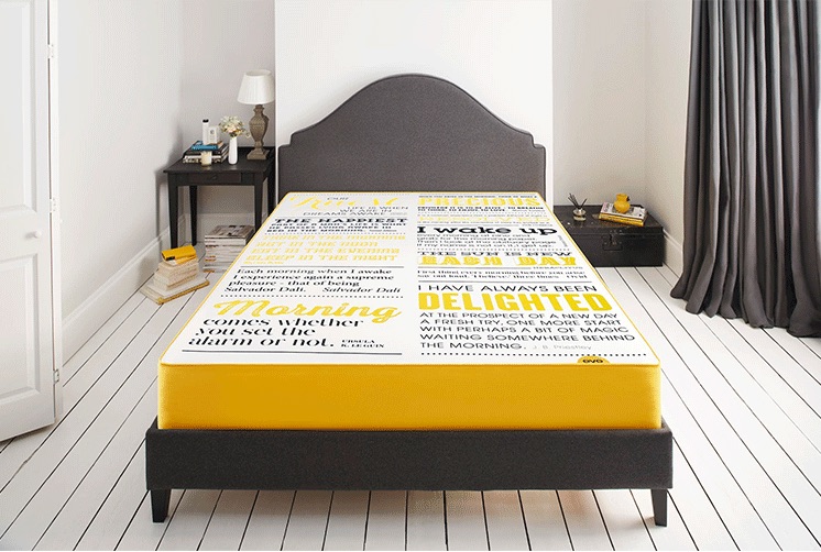 Eve Mattress in Bedroom with Typographic Special Edition Design