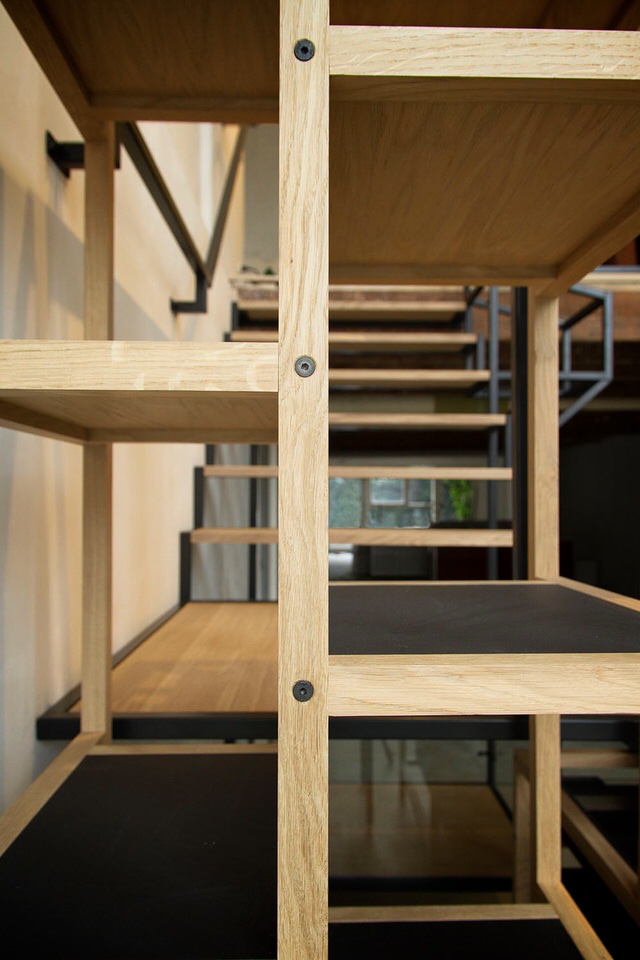 Shelf Compartments Built into the Staircase