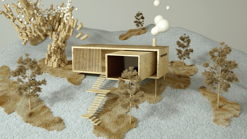 Jutland Summer House Architectural Model Renderings by Santi Zoraidez