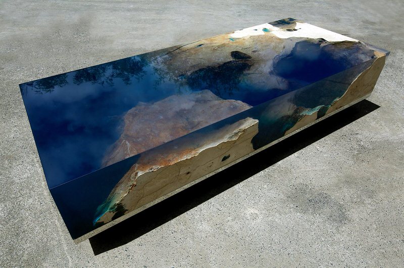 Deep Resin and Marble Table by Alexandre Chapelin