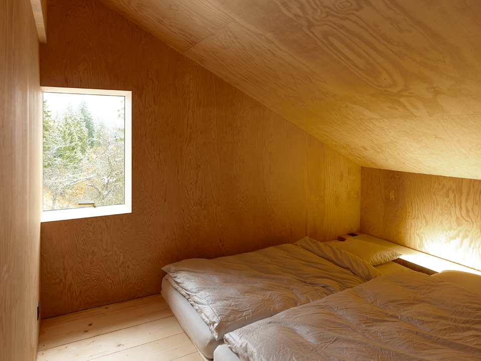 Bedroom with Plywood Walls and Ceilings