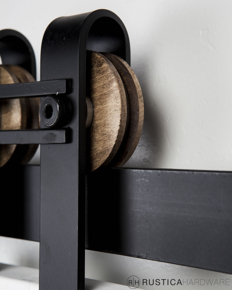 Horseshoe with Bar Barn Door Rollers by Rustica Hardware