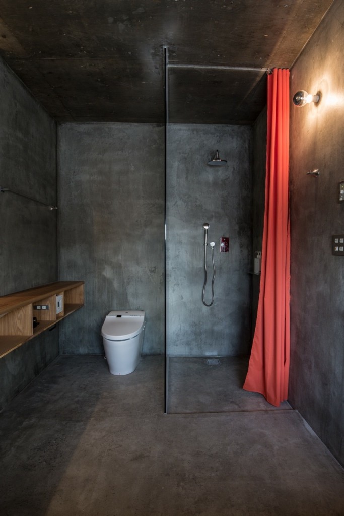 Minimalist Industrial Shower Room of L House, Japan