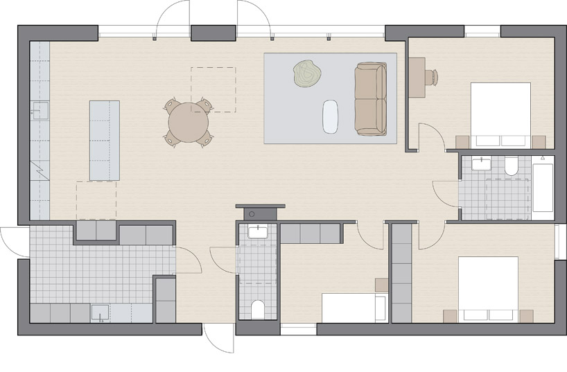 Floor plan of TIND01 prefabricated house.