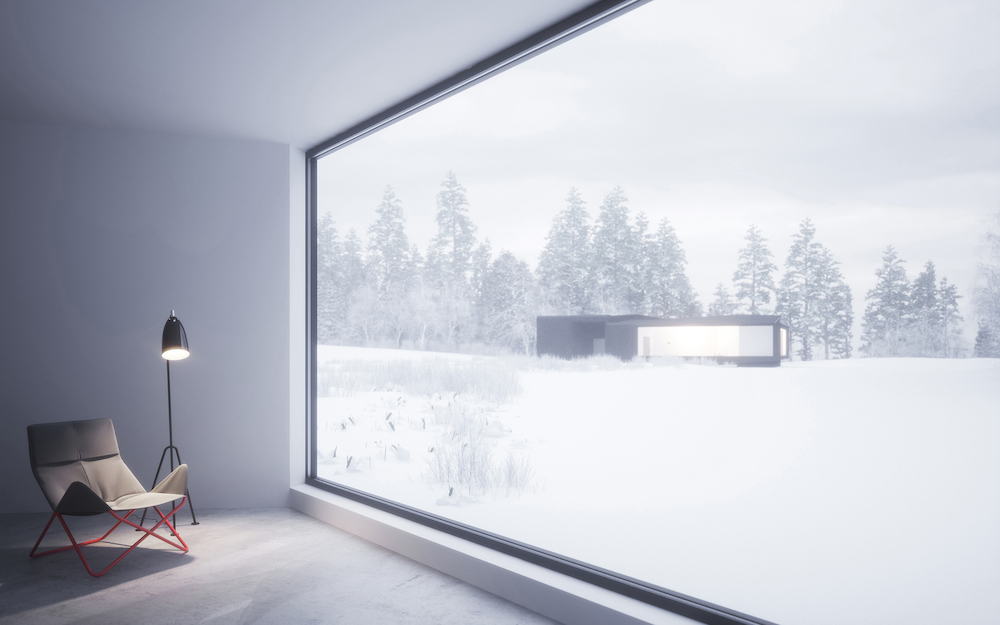 Interior design of Square House with View over Hexagon Twin