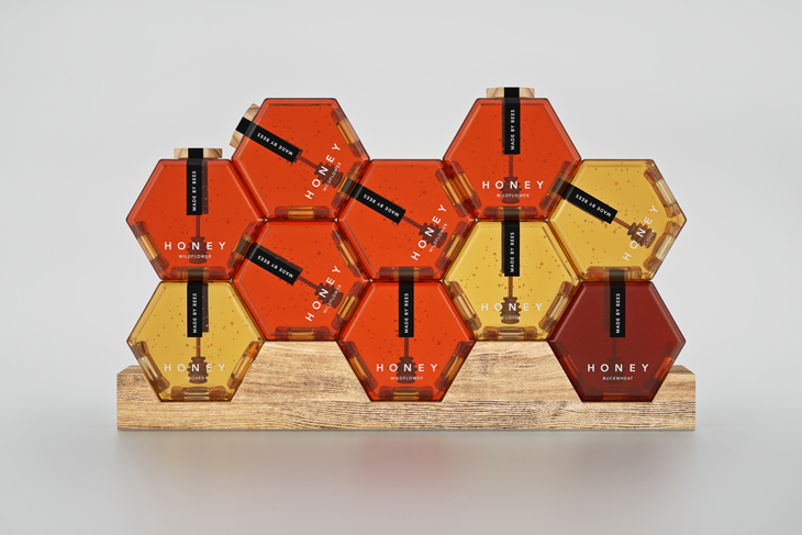 Interlocking Hexagon Honey Bottle Concept by Maksim Arbuzov